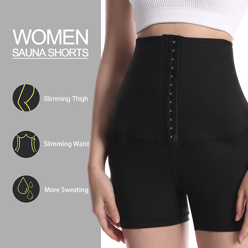 Breasted coated pant women's high waist skinny legs sweat cycling sweat waist fitness yoga shorts