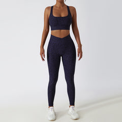Camo leopard print sports tights hip lift fitness suit set 6 colors