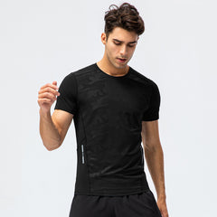 Reflective print Quick Drying Exercise Short Sleeve Running T-shirt Fitness Suit 7 color D15009