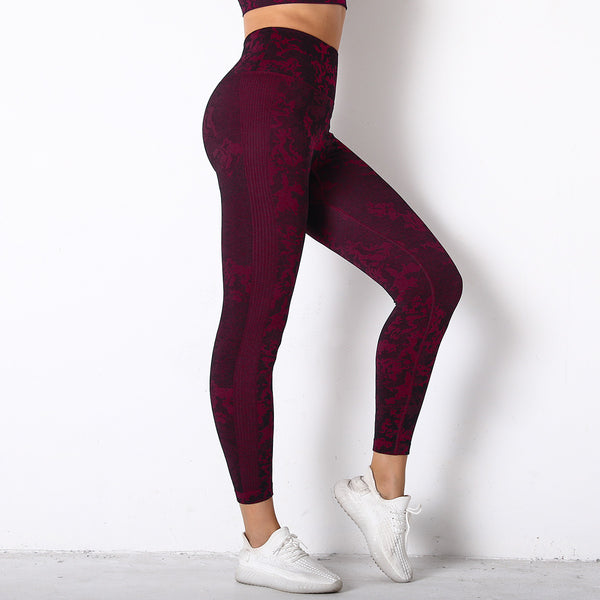 Seamless knit yoga suit women camouflage hip yoga pants 5colors