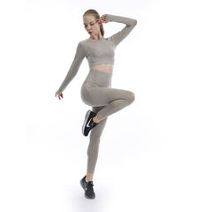 Snowflake Yoga suit Breathable soft delicate hygroscopic high-waist-long pants long-sleeve suit 8 colors