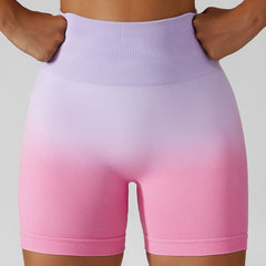 Gradient seamless yoga shorts High waist Stretch butt lift fitness pants 9 colors