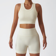 High waist and hip lift shock-proof seamless yoga suit set in 10 colors