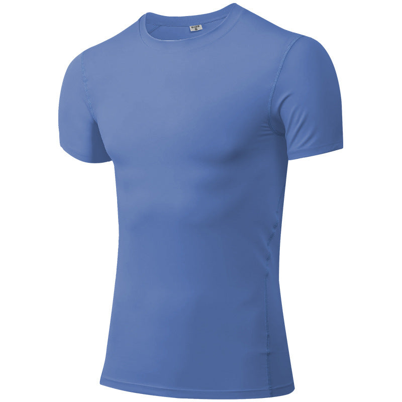 Men's skintight training short sleeve fitness clothes Stretch quick dry T-shirt 12 color 1003
