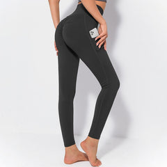 Women wear leggings with side pockets for shape butt lift stretch and slimming 5 colors