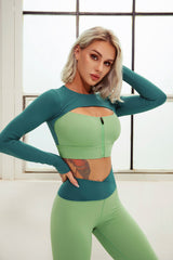 Long sleeve trousers sports suit outdoor cycling running fitness yoga 2 piece set 4 colors