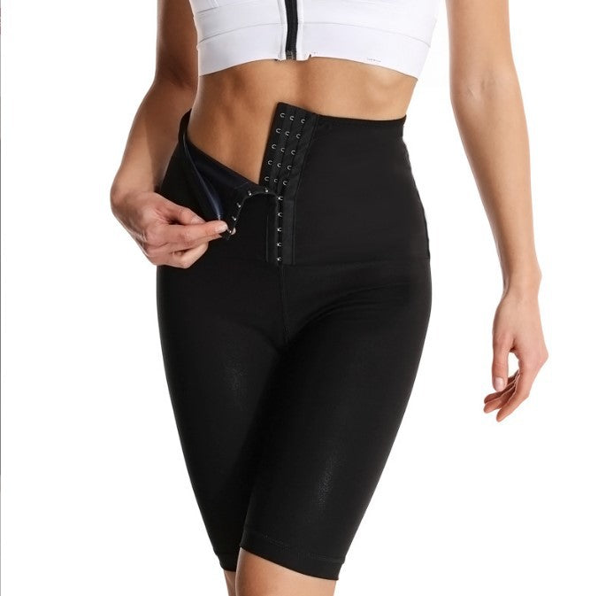 Breasted coated pant women's high waist skinny legs sweat cycling sweat waist fitness yoga shorts