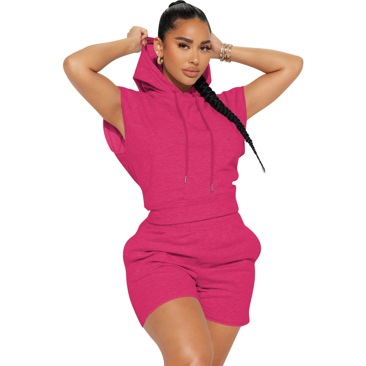 Fashion casual sports hooded two-piece set 3 colors