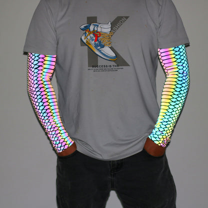 Dazzling reflective sports arm protection, cycling, sun protection sleeve, elbow protector, luminous arm cover