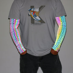 Dazzling reflective sports arm protection, cycling, sun protection sleeve, elbow protector, luminous arm cover