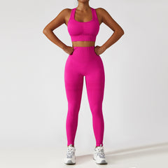 Seamless yoga suit set with high waist, hip lift, shock proof and beautiful back 6 colors