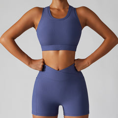 High strength shock - proof compact vest shorts fitness suit set 5 colors