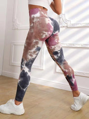 Hip lifting drop dye gradient tie-dye tight height waist sports fitness pants 10 colors -2