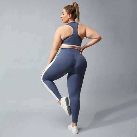 Plus-size I-vest nude color matching yoga set in 3 colors