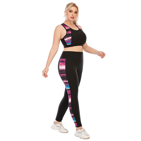 Gym suit plus size yogaskinny Barbie pants sports bra with zipper pockets