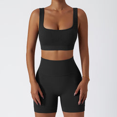 High waist and hip lift shock-proof seamless yoga suit set in 10 colors