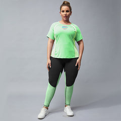 Plus-size outdoor printed short sleeve yoga suit in 3 colors