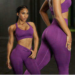 Seamless yoga suit suit sports bra high waist and buttock workout pants 7 colors