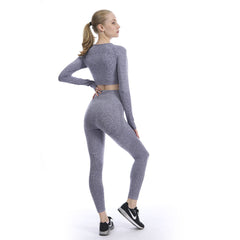 Snowflake Yoga suit Breathable soft delicate hygroscopic high-waist-long pants long-sleeve suit 8 colors