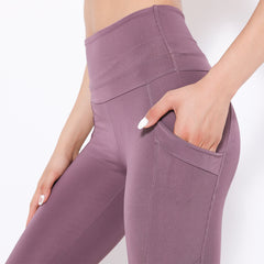 outdoor yoga pants high waist pocket slacks hip lift tights 4colors