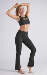 Yoga suit suit slimming straight tube front slit horn pants in 4 colors