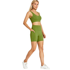 Stylish pocket fitness running outside wear Yoga suit set 12 colors