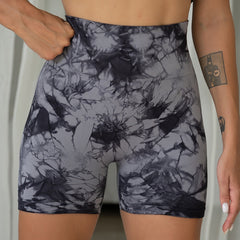 Seamless tie-dyed high-waisted gym shorts quick dry breathable Yoga five-minute pants in 18 colors