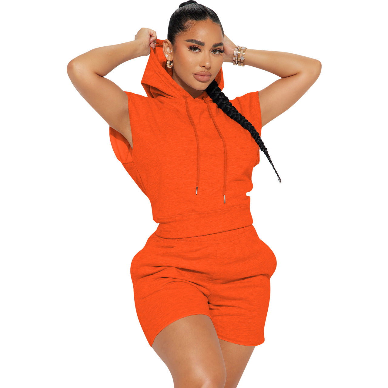 Fashion casual sports hooded two-piece set 3 colors