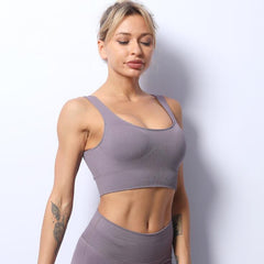 new stripe bra yoga vest sports running seamless fitness back double shoulder bra women