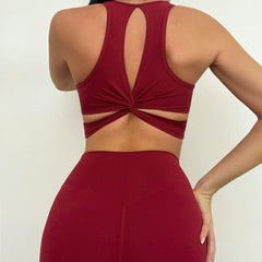 Twisted beautiful back sports bra high waist hip lifting nude yoga pants female yoga suit 6 colors
