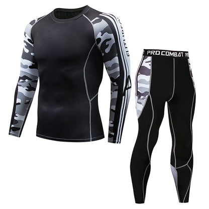 New Sports Tights Men's Lion Head Long-sleeved Sports Men's Fitness T-shirt Quick-drying Elastic PRO Suit-2